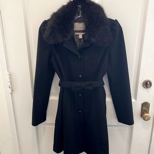 BANANA REPUBLIC WOOL COAT WITH FAUX FUR COLLAR XS (gently used)